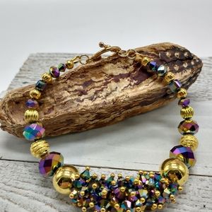 Handmade Rainbow Beaded Cluster Bracelet